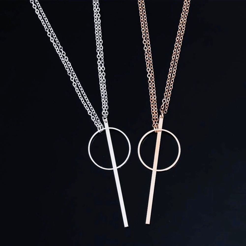 Long Bar Circle Bohemian Necklace